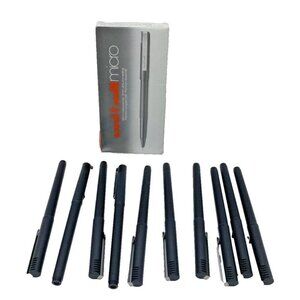 Vintage Black Uni Ball Micro Metal Point Ink Pens 10 ct Box Faber Castell Japan